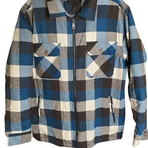 Men’s fleece Shacket Blue and Black Plaid M
